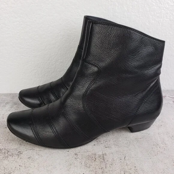 Paul Green Munchen Boots Black Leather Ankle Booties size US 7 - Picture 4 of 13